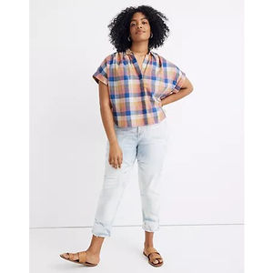 Women's Madewell Hilltop Shirt in Rainbow Check Size XL